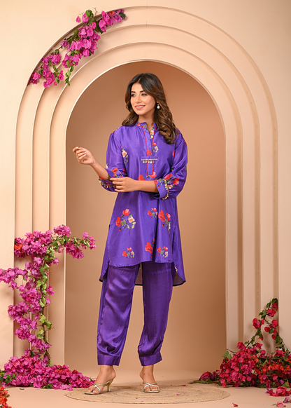 Amethyst Floral Short Kurta Set