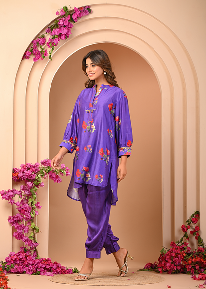 Amethyst Floral Short Kurta Set