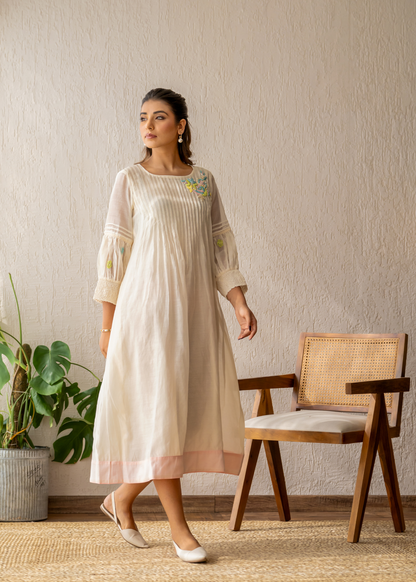 Ivory Resham Roses Dress