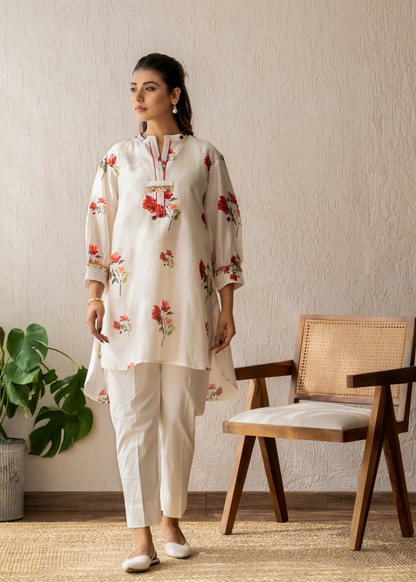 Ivory Bloom Short Kurta Set