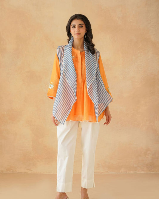 Pleated Orange Shirt