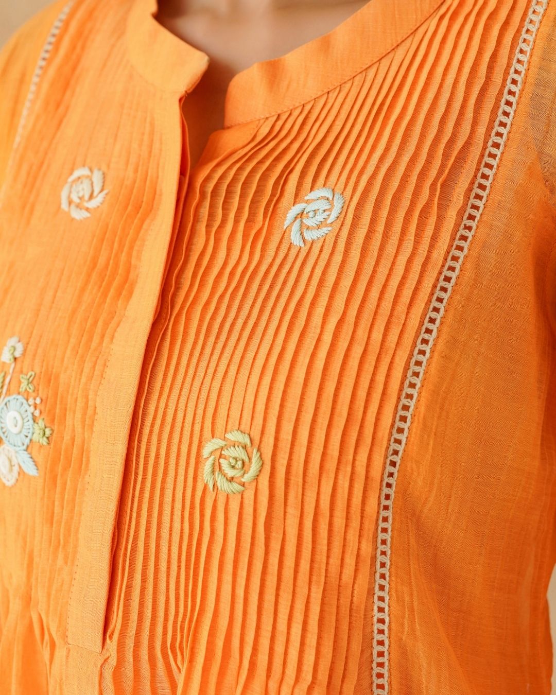 Pleated Orange Shirt