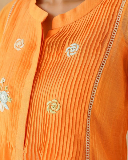 Pleated Orange Shirt