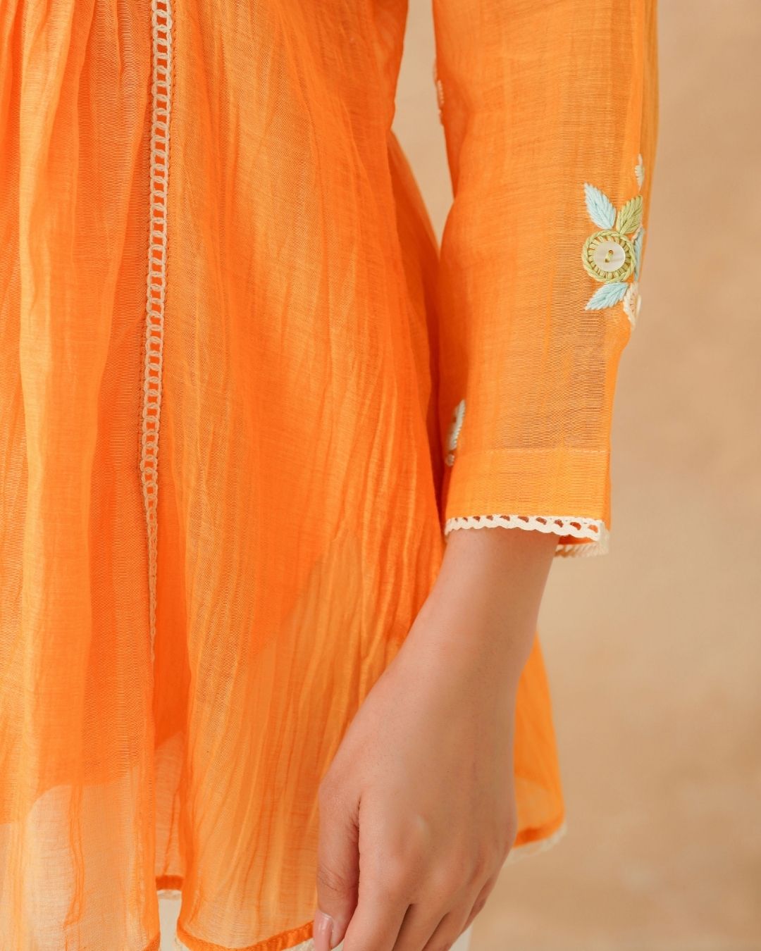 Pleated Orange Shirt