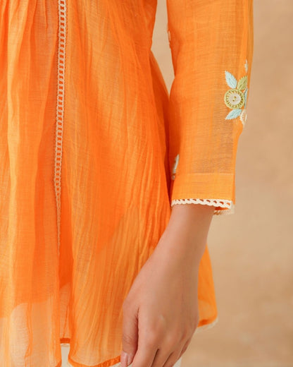 Pleated Orange Shirt