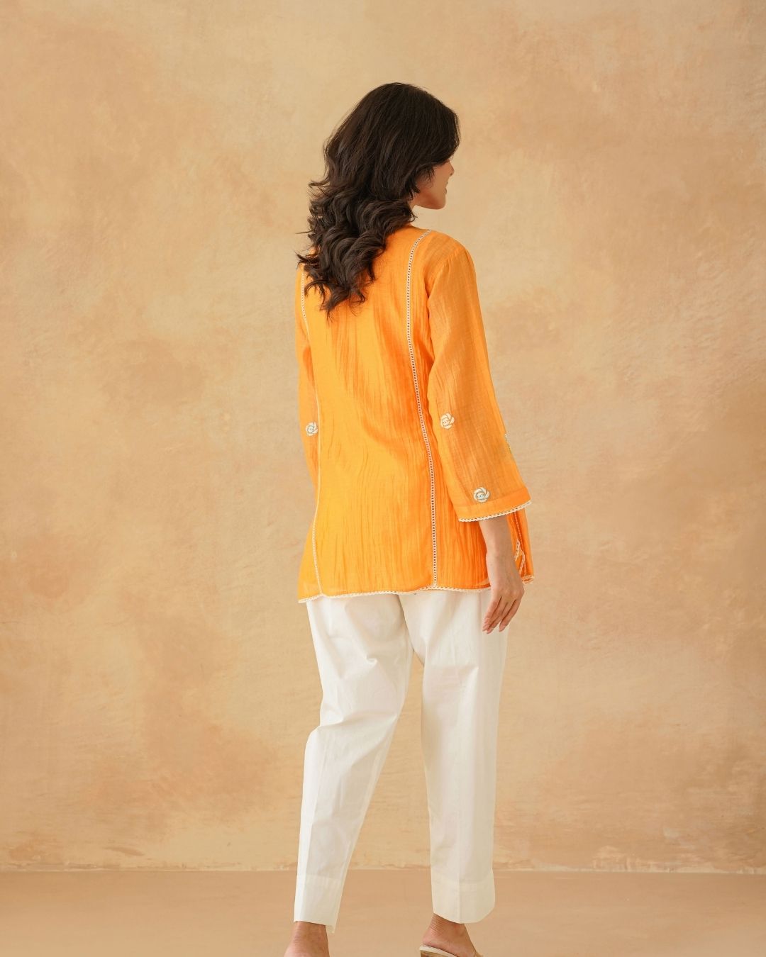 Pleated Orange Shirt