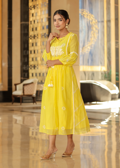 Resham Roses Yellow Dress