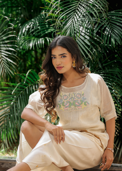 Resham Roses Ivory Dhoti Set