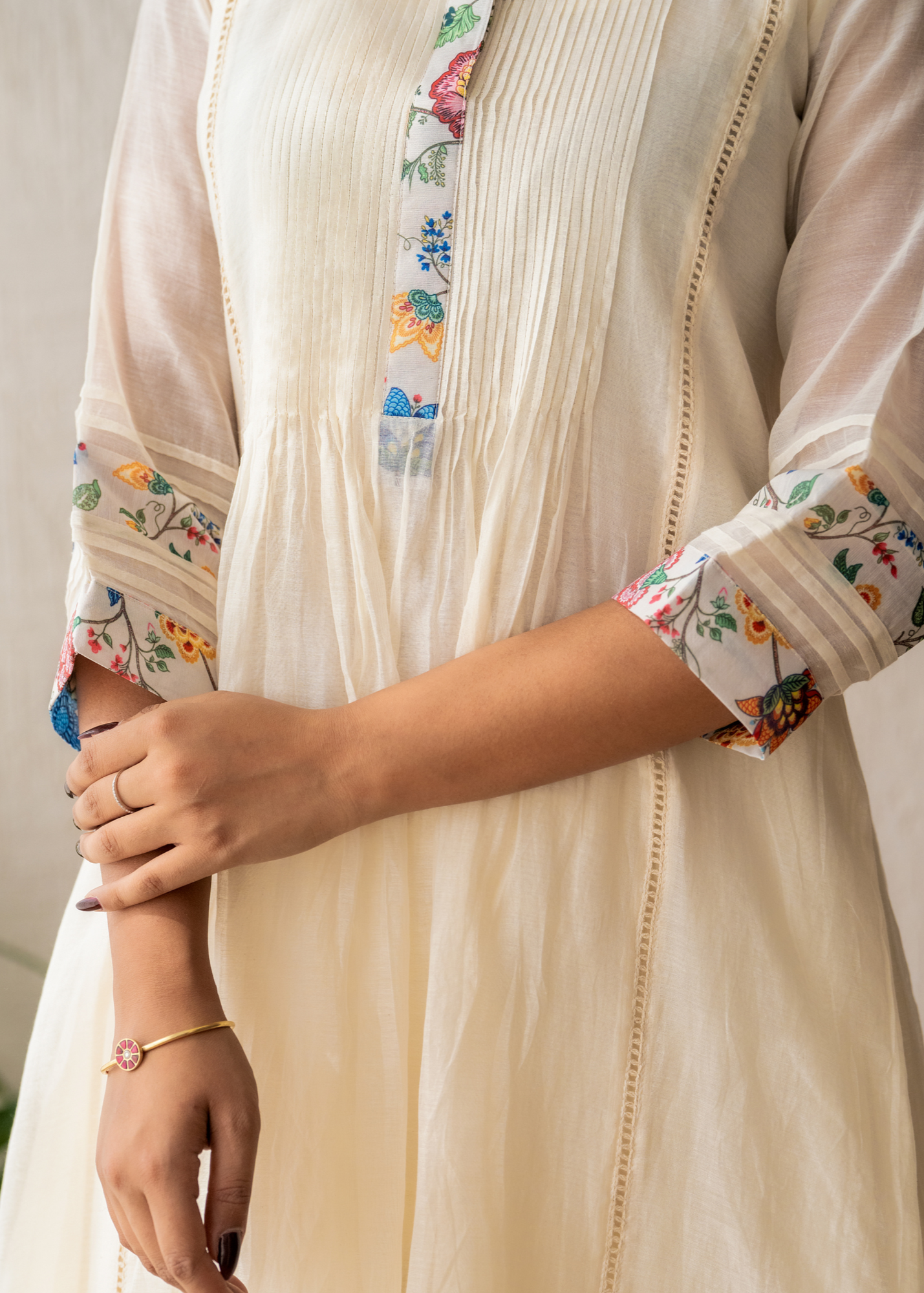 Ivory Pleated Kurta Set