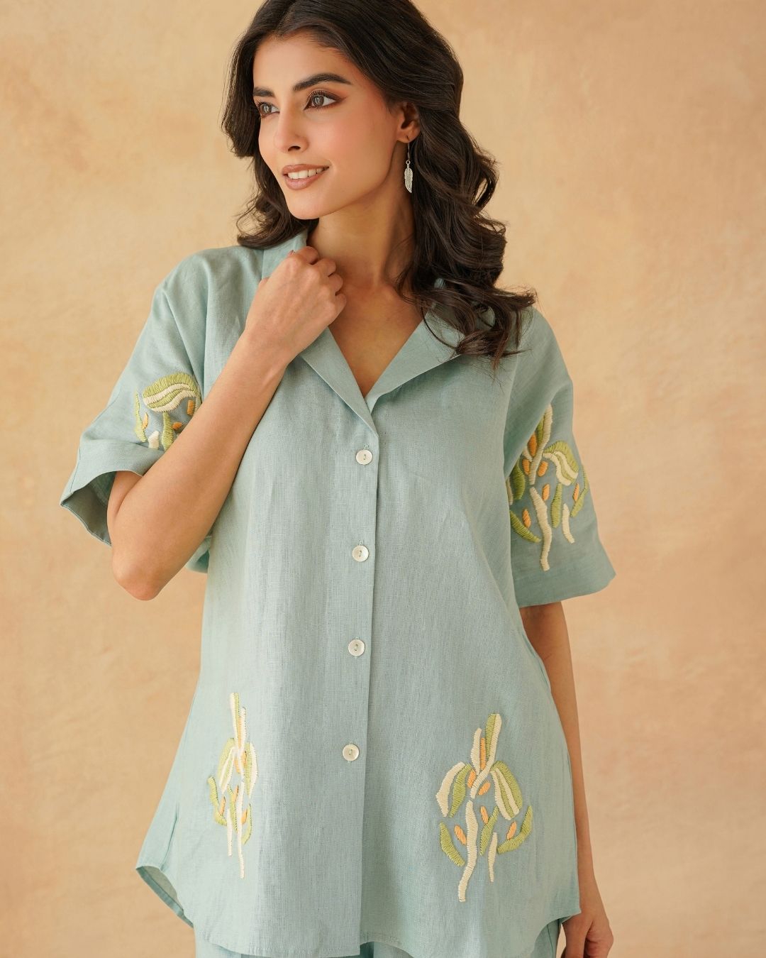 Aqua linen co ord set