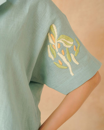 Aqua linen co ord set