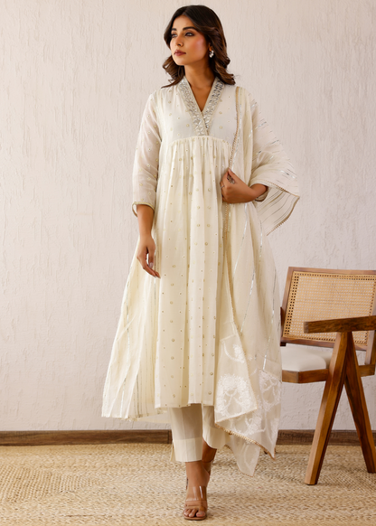Ivory Silvat Gota Kurta Set