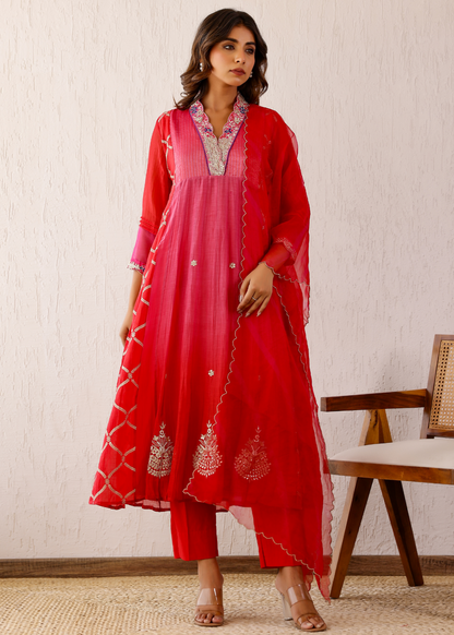 Red Zari Sitaara Anarkali