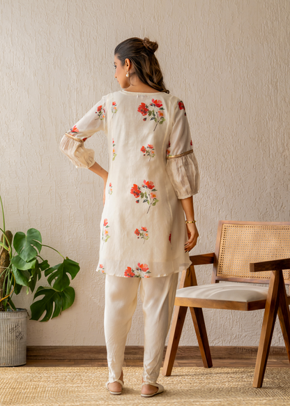 Ivory Bloom Kurta Dhoti Set