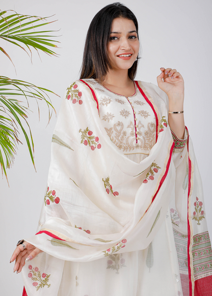 Ivory Mughal Marodi Kurta Set