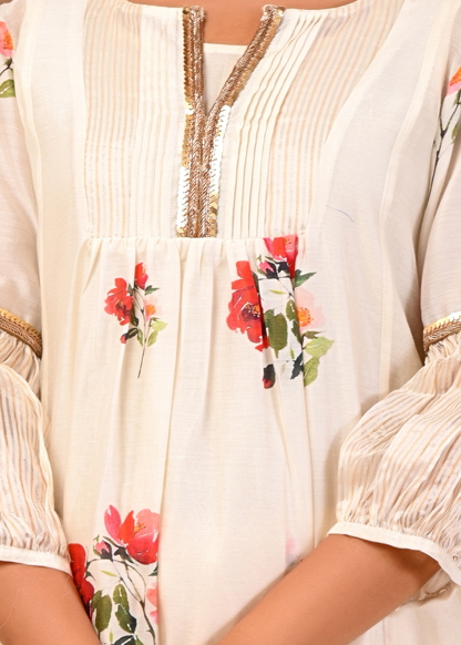 Ivory Bloom Kurta Dhoti Set