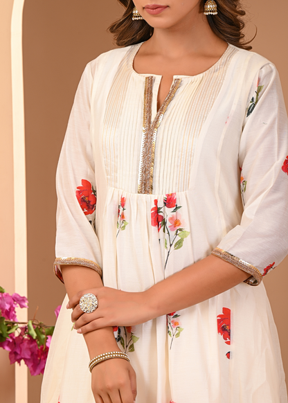 Ivory Bloom Kurta Dhoti Set