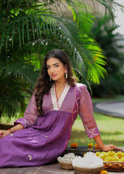 Purple Zari Gota Anarkali