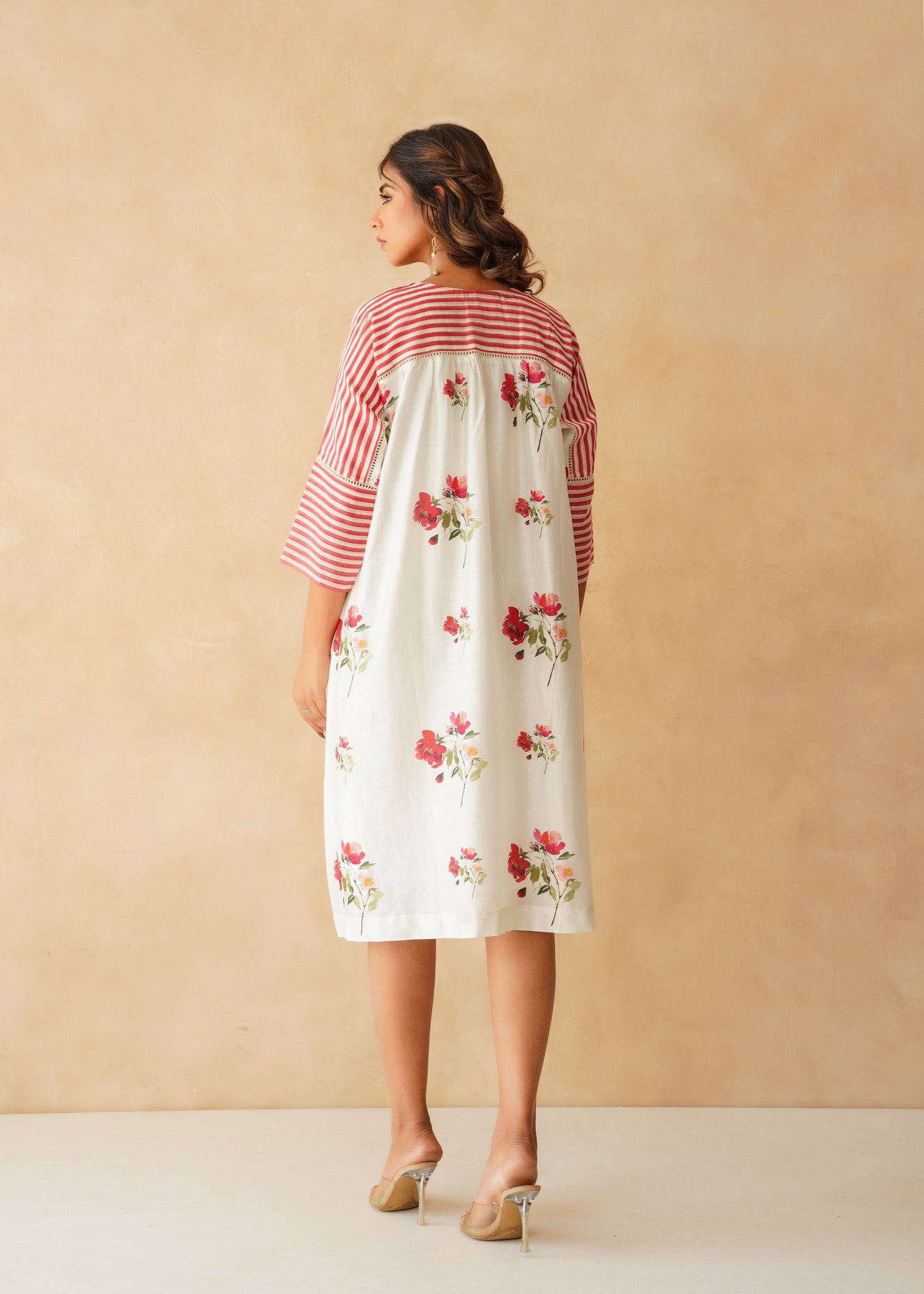Ivory Crimson Floral Dress