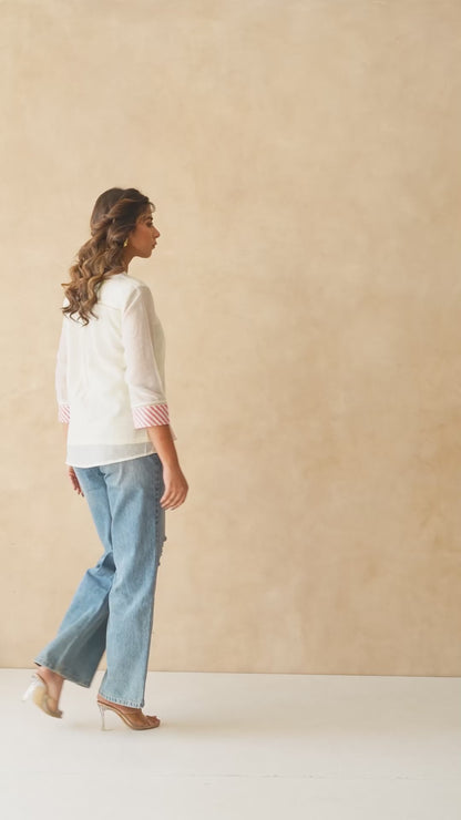 Ivory Back Pleats Shirt